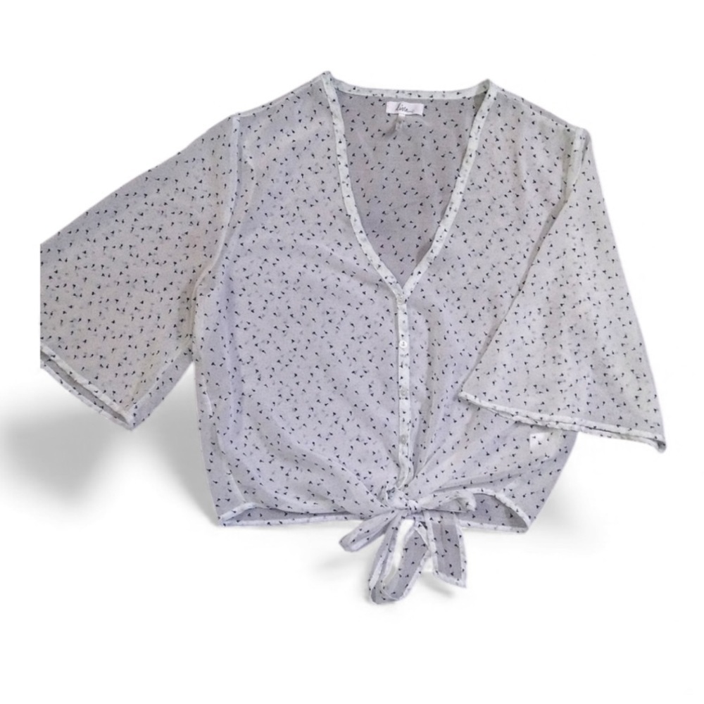 Kirra | Chiffon Printed Crop Blouse with Tie- Sz M